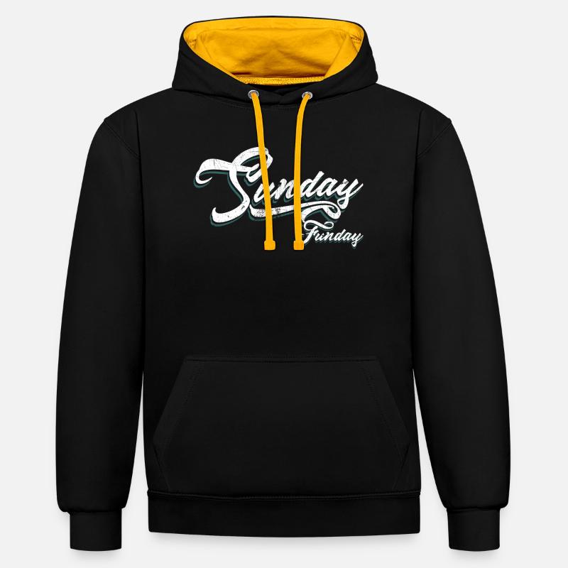 Sunday Funday Script Neon - Contrast hoodie - black/gold