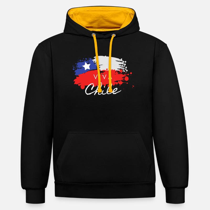 T-shirt Viva Chile Drapeau Tain - Sweat à capuche contrasté - noir/or
