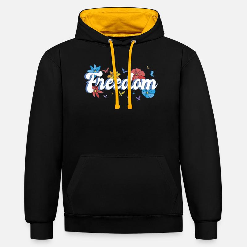 Liberté Fleurs Papillons Liberté Design - Sweat à capuche contrasté - noir/or