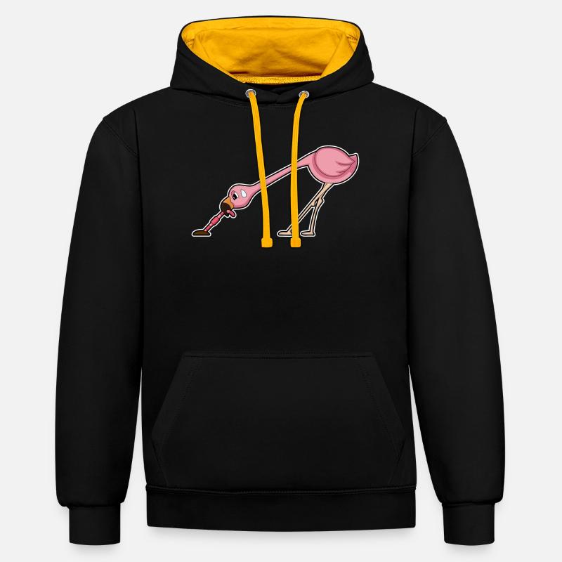 Ver flamant rose - Sweat à capuche contrasté - noir/or