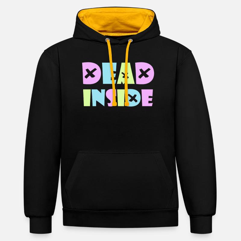 Dead Inside Kawaii Emo Punk Rock Anime Gothique Goth - Sweat à capuche contrasté - noir/or