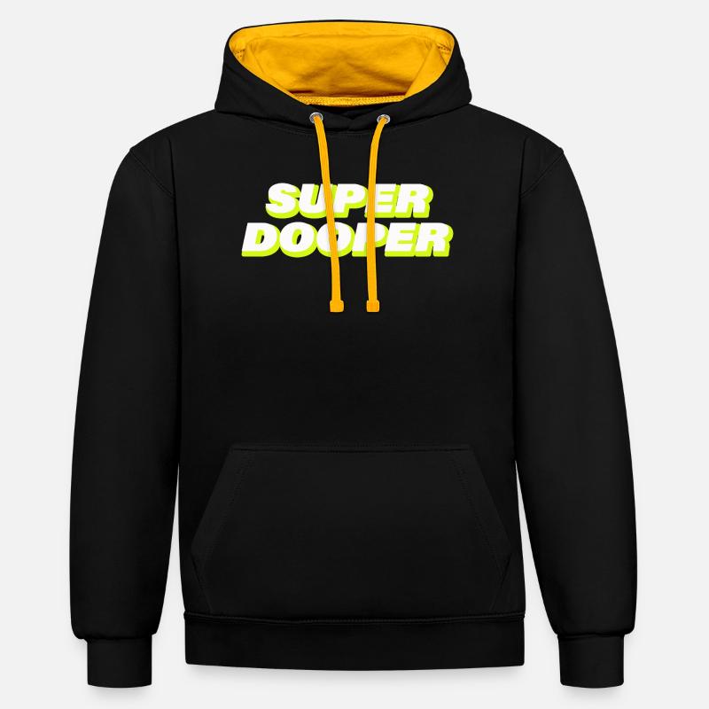 SUPER DOOPER - Sweat à capuche contrasté - noir/or