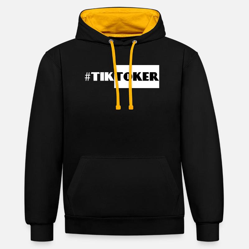 #Tiktoker - Sweat à capuche contrasté - noir/or