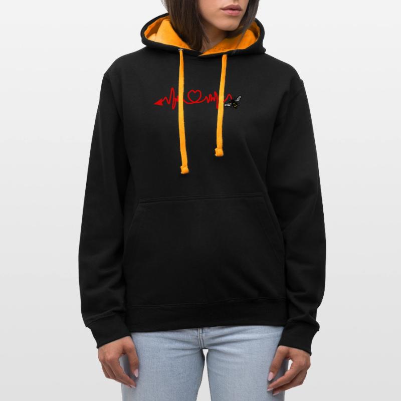 Cardio-Herzfrequenz, Biene mit Stachel oder Pfeil Kontrast-Hoodie