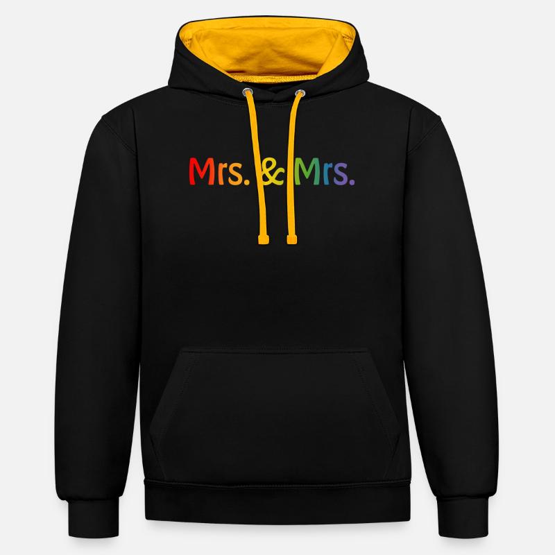 Regenbogen Mrs and Mrs 1 - Kontrast-Hoodie - Schwarz/Gold