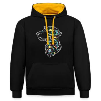 Blume Dachs WH - Kontrast-Hoodie - Schwarz/Gold - Vorne - Anna (173cm) & Nico (186cm)