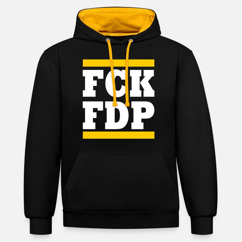 Fck fdp - Kontrast-Hoodie - Schwarz/Gold
