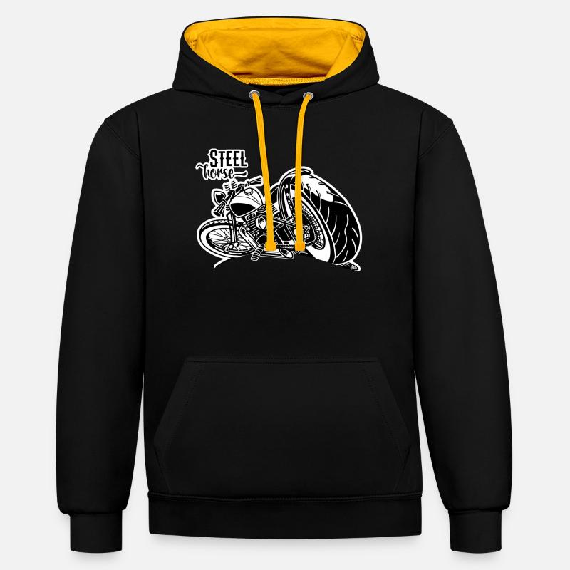 0894 CHEVAL D'ACIER - Sweat à capuche contrasté - noir/or