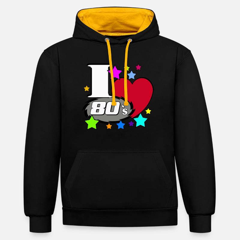 J'aime 80 s - Sweat à capuche contrasté - noir/or