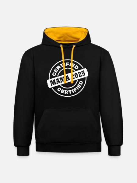 Mama 2025 - Kontrast-Hoodie - Schwarz/Gold
