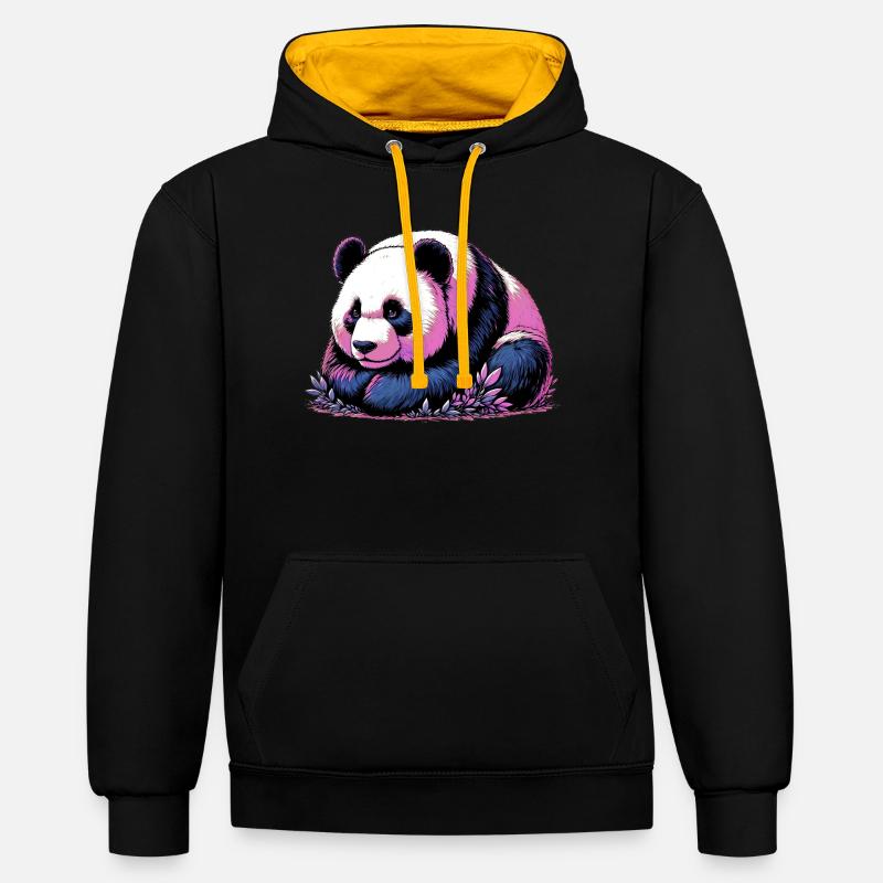 Panda - Sweat à capuche contrasté - noir/or