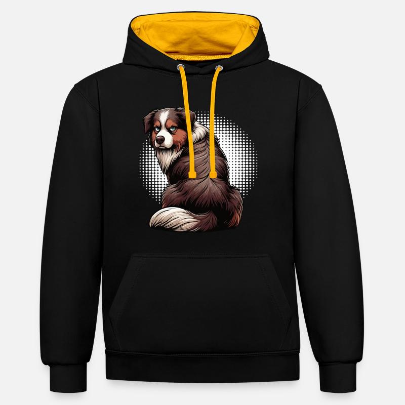 Australian Shepherd Aussie Aussiebesitzer Aussies - Kontrast-Hoodie - Schwarz/Gold