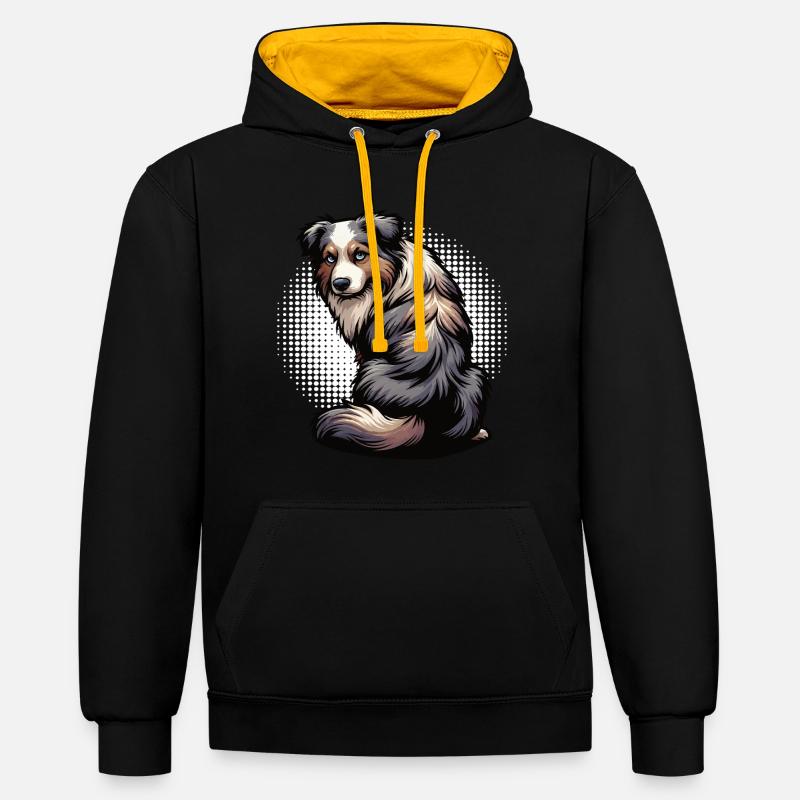 Berger australien Aussie Aussie Propriétaires Aussies - Sweat à capuche contrasté - noir/or