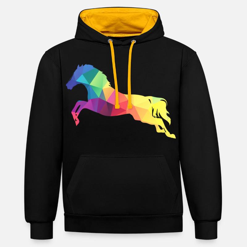 Saut de cheval - Sweat à capuche contrasté - noir/or