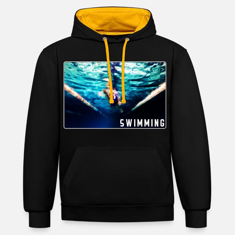Natation - conception - Sweat à capuche contrasté - noir/or