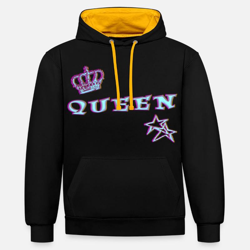 Queen - Sweat à capuche contrasté - noir/or