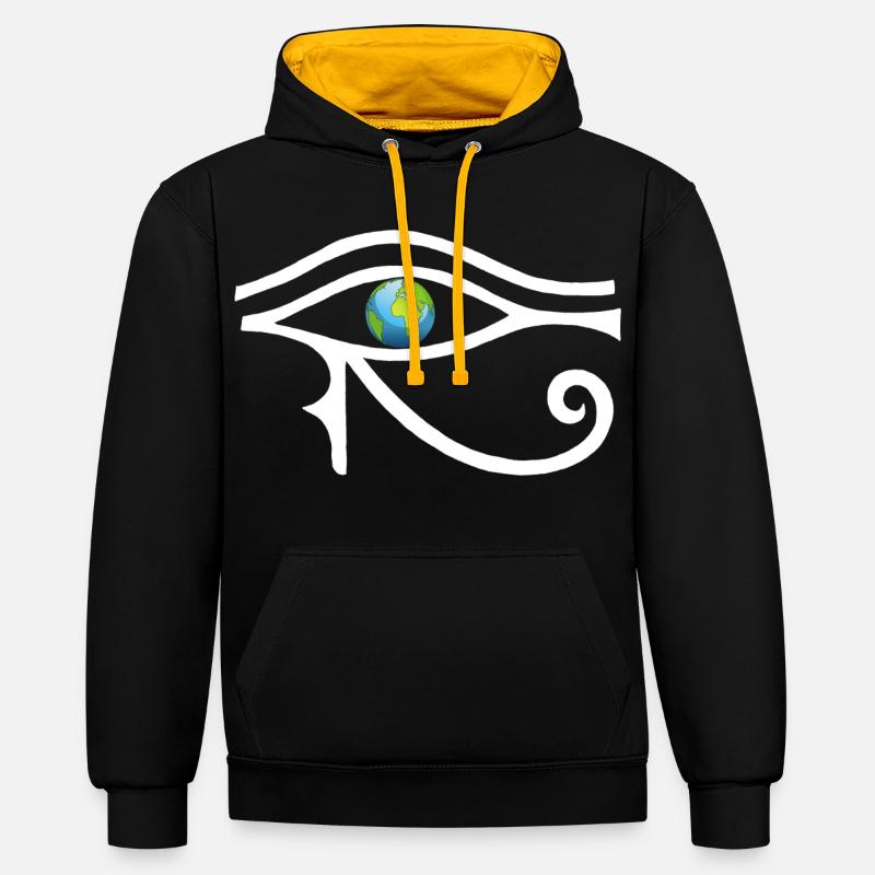 Regard sur le monde (blanc) - Sweat à capuche contrasté - noir/or