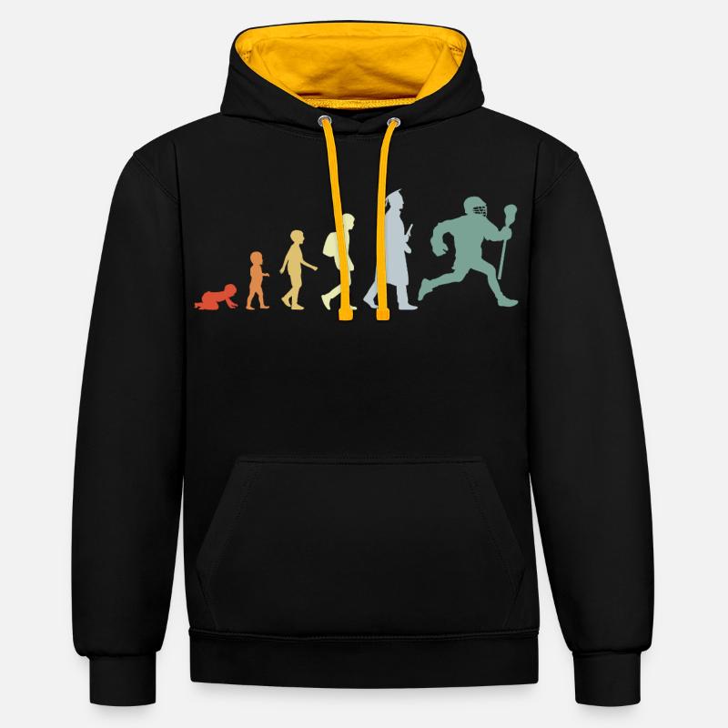 Evolution eines Lacrosse Spielers - Kontrast-Hoodie - Schwarz/Gold