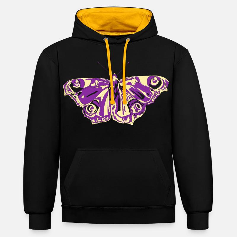 Papillon jaune violet - Sweat à capuche contrasté - noir/or