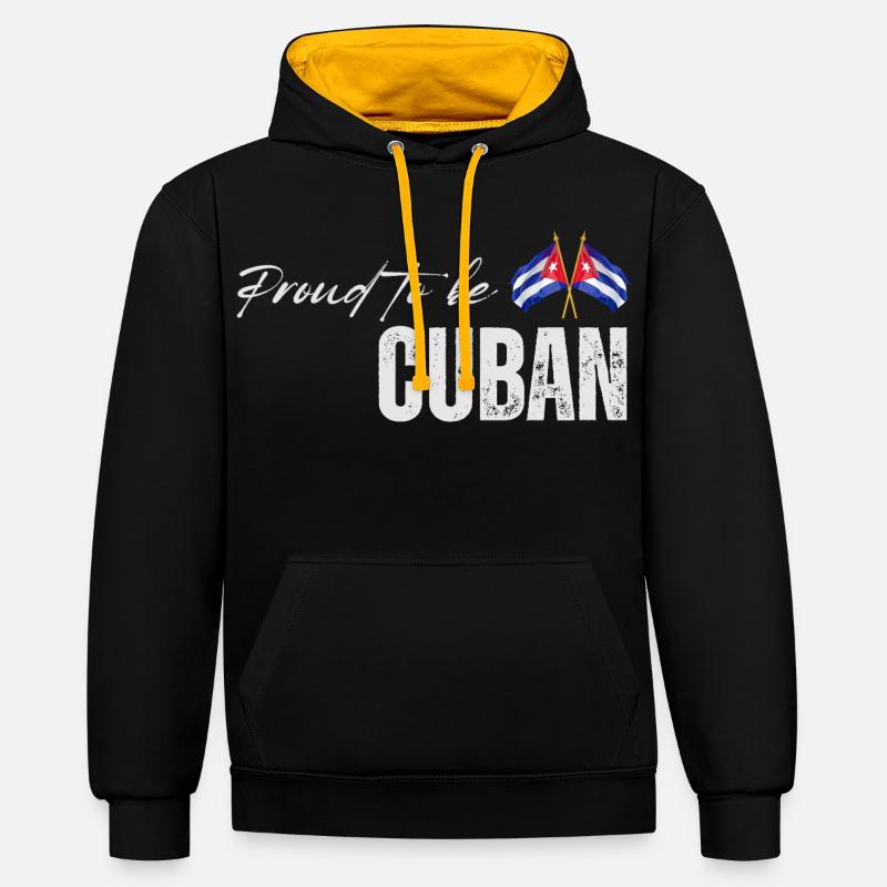 Fierté cubaine, j'aime Cuba - Sweat à capuche contrasté - noir/or