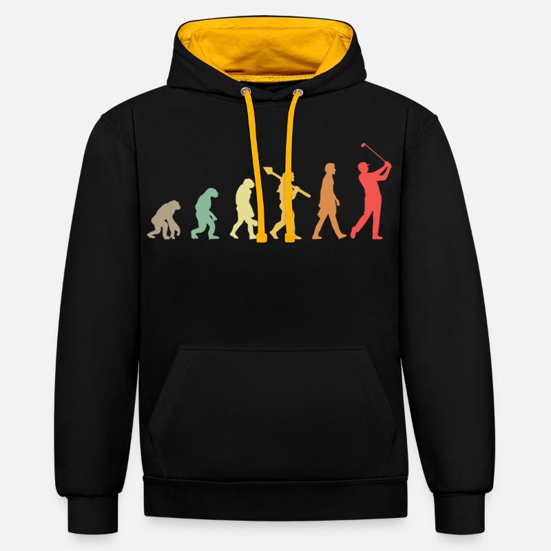 Golf Golfer Golfplatz Golfspieler Evolution - Kontrast-Hoodie - Schwarz/Gold