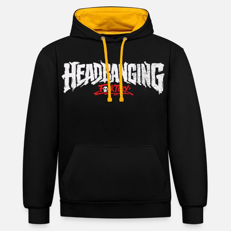 Logo de headbanging blanc - Sweat à capuche contrasté - noir/or