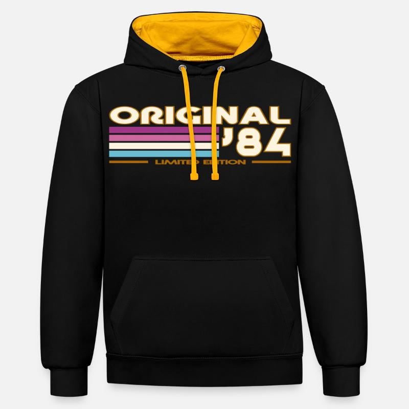 Originale 84 Pastellstreifen - Kontrast-Hoodie - Schwarz/Gold