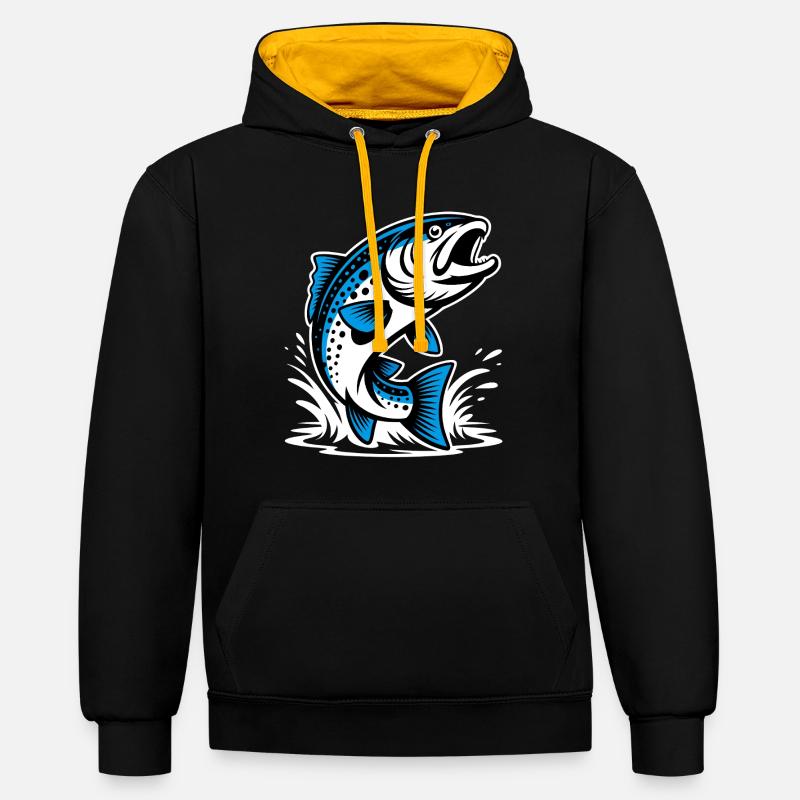 Truite sauteuse - Sweat à capuche contrasté - noir/or