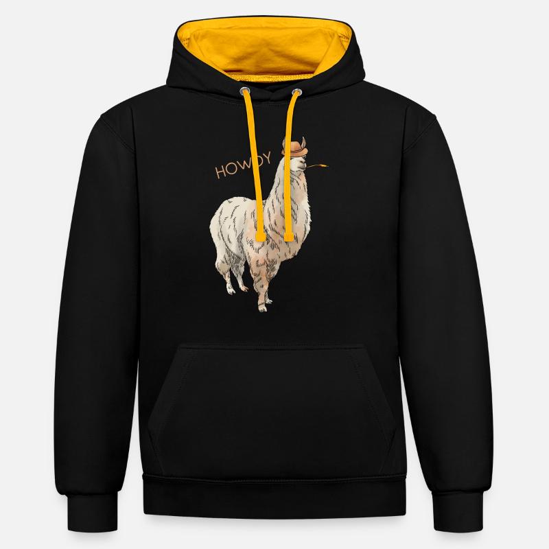 Lama - Sweat à capuche contrasté - noir/or
