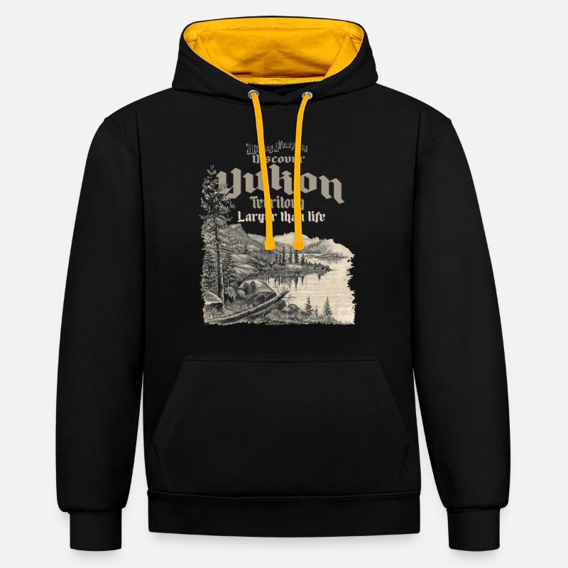 Découvrez le Yukon Canada - Sweat à capuche contrasté - noir/or