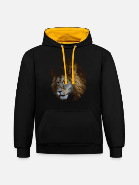 Lion - Sweat à capuche contrasté - noir/or