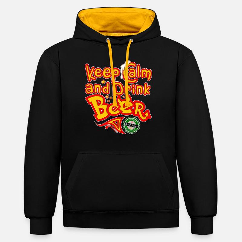 Keep calm and drink beer - Sweat à capuche contrasté - noir/or