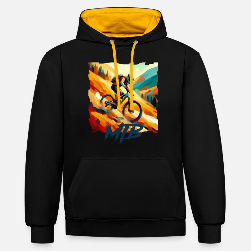 Vélo VTT - Sweat à capuche contrasté - noir/or