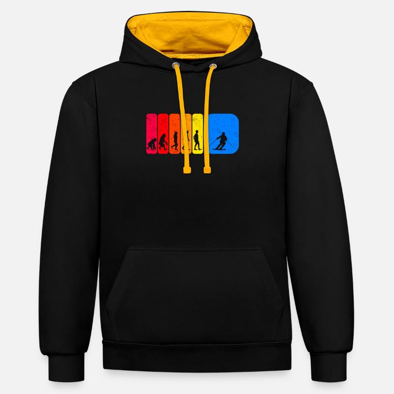 Idée cadeau skieur évolution ski - Sweat à capuche contrasté - noir/or