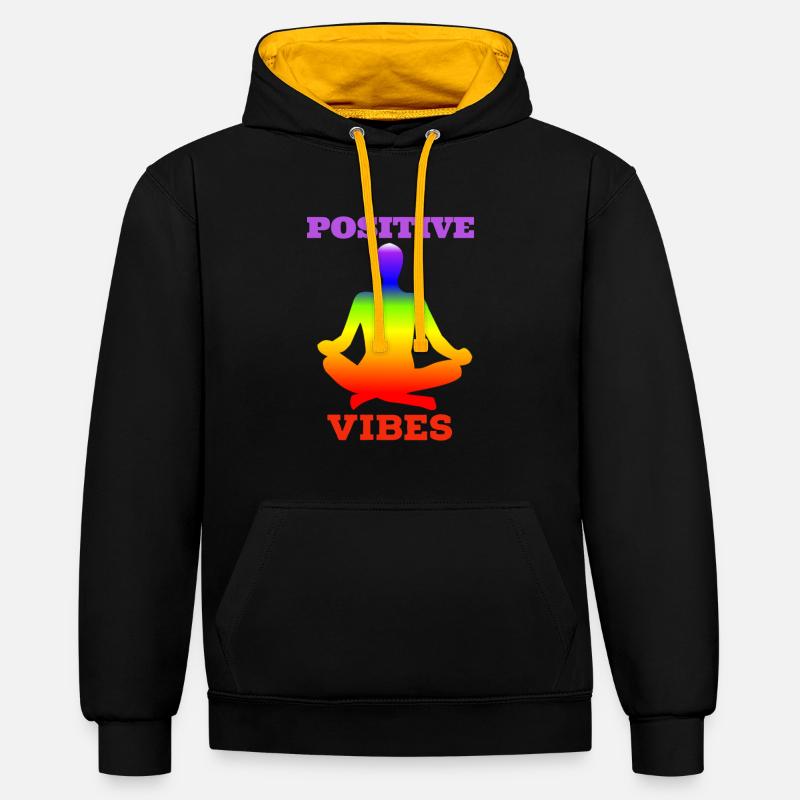 Arc-en-ciel, Arc-en-ciel, Arc-en-ciel, Arc-en-ciel, Arc-en-ciel - Sweat à capuche contrasté - noir/or