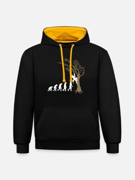 Funny Panda Chainsaw Gift - Contrast hoodie - black/gold