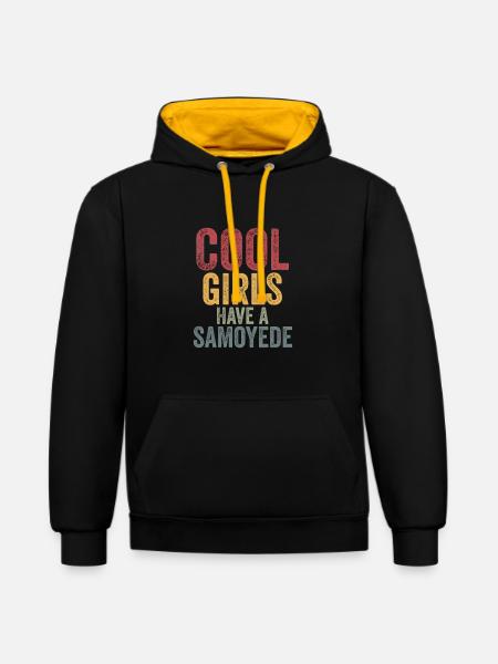 Cool girls have a samoyede - Contrast hoodie - black/gold