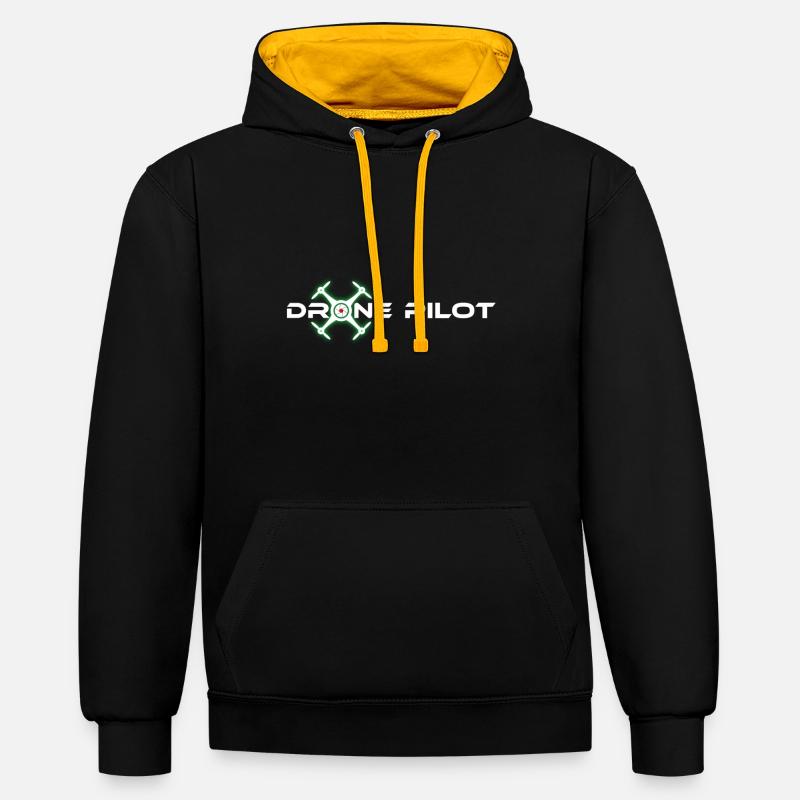 Drone pilot glow effect - Contrast hoodie - black/gold