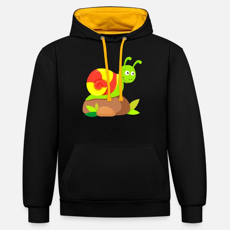 Escargot avec maison - Sweat à capuche contrasté - noir/or