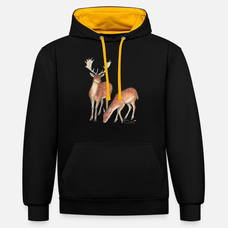 Daims et biche - Sweat à capuche contrasté - noir/or