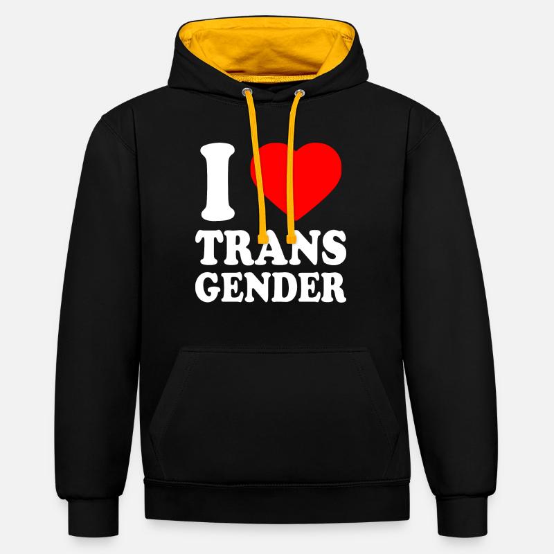 I love transgender trans - Sweat à capuche contrasté - noir/or
