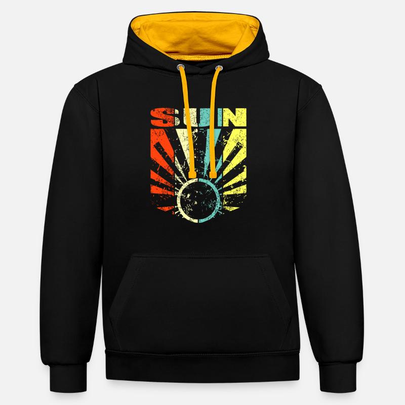 Soleil Printemps Cadeau d’été - Sweat à capuche contrasté - noir/or