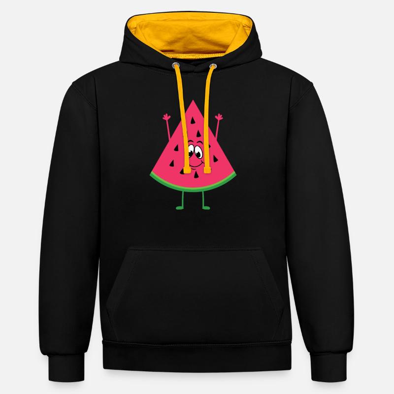melon d'eau - Sweat à capuche contrasté - noir/or