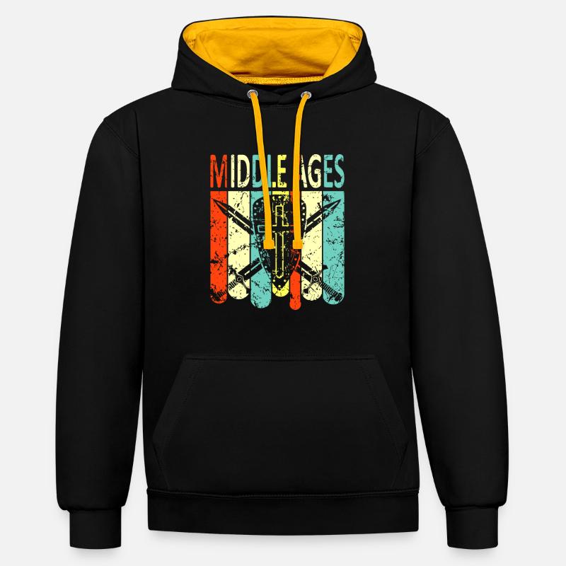 Moyen Age - Sweat à capuche contrasté - noir/or