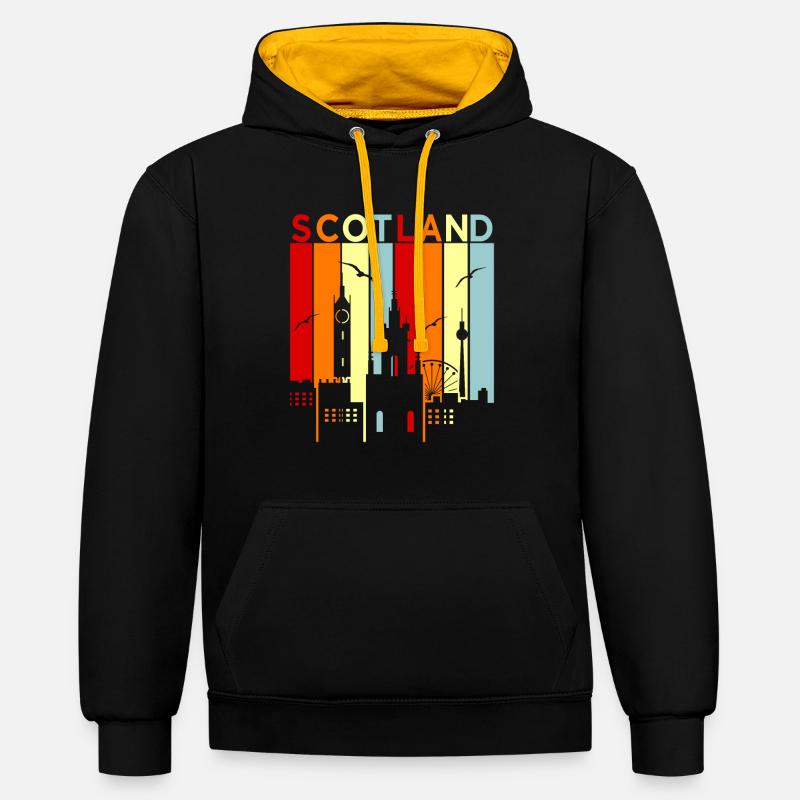 Écosse - Sweat à capuche contrasté - noir/or