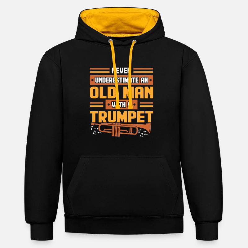 trompette - Sweat à capuche contrasté - noir/or