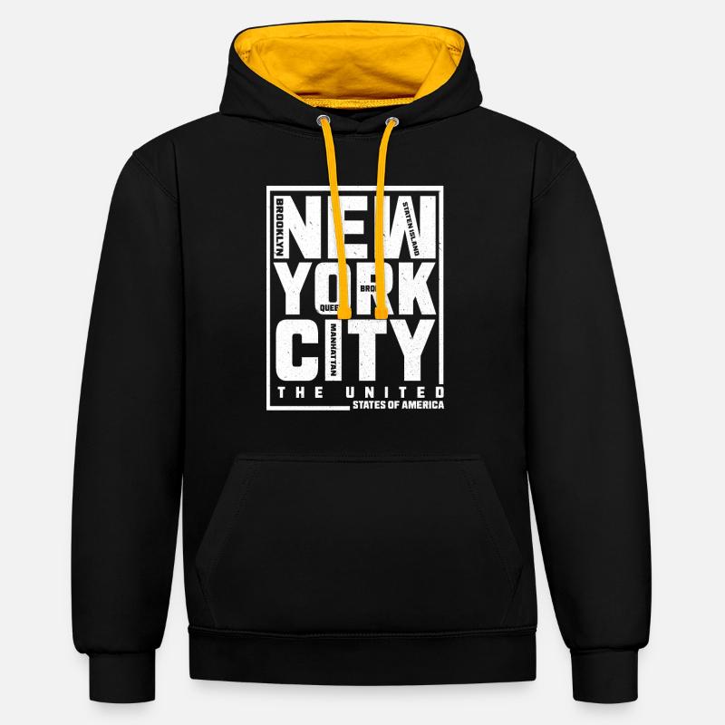Nueva york - Sudadera con capucha contraste - negro/oro