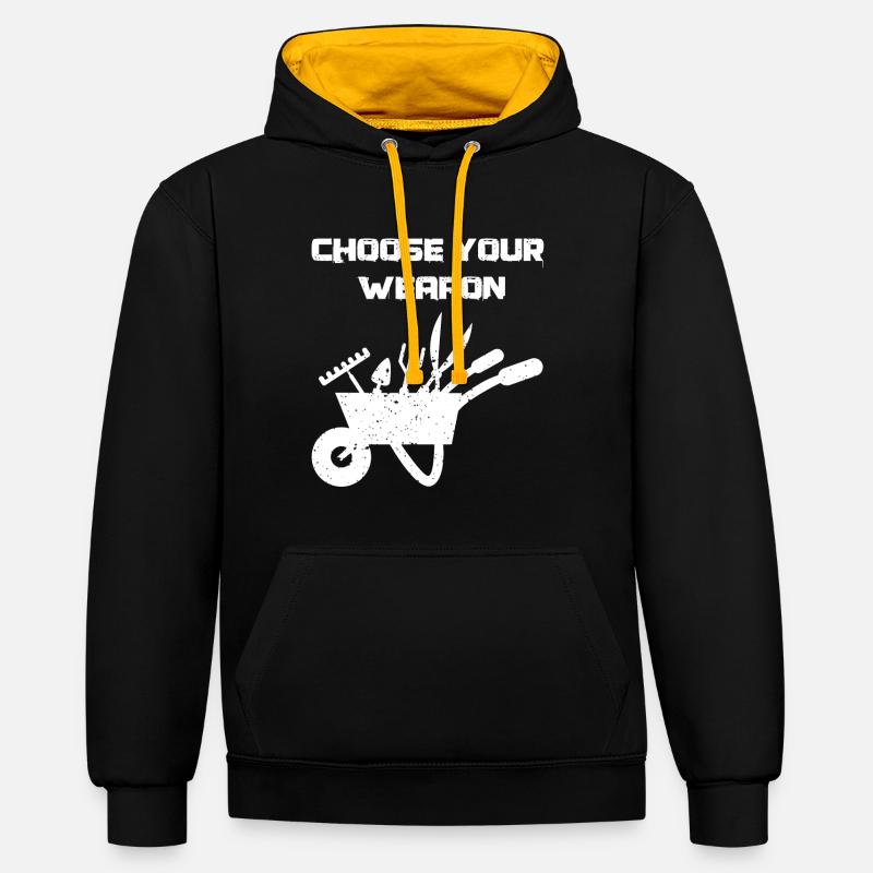 Jardinier Drôle - Sweat à capuche contrasté - noir/or