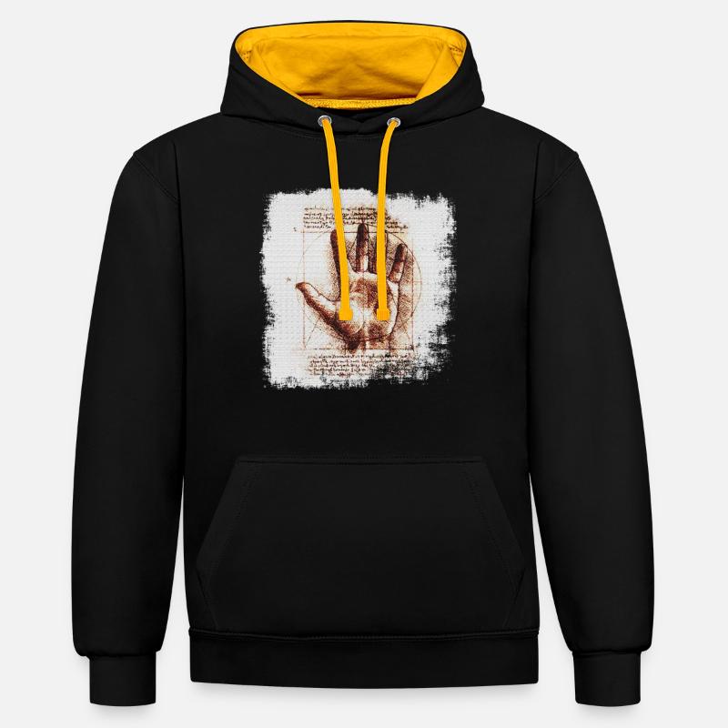 Léonard de Vinci - Sweat à capuche contrasté - noir/or