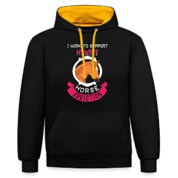 Passion pour les chevaux femme - Sweat à capuche contrasté - noir/or - Devant - Anna (173cm) & Nico (186cm)